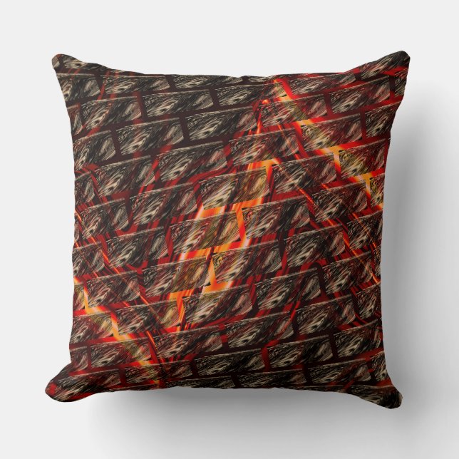 Brown stained scratch, fire colour grid or brick cushion (Front)