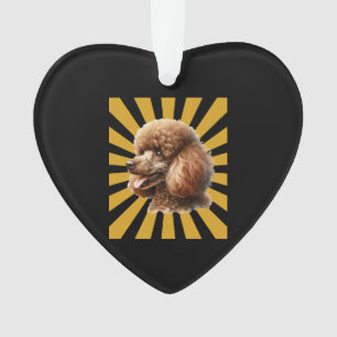 Brown Standard Poodle Retro Sunburst Ornament