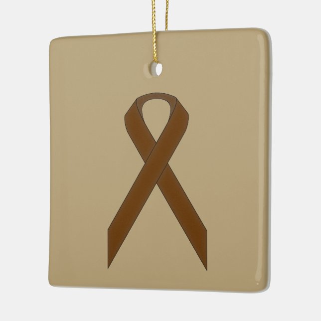 Brown Standard Ribbon by Kenneth Yoncich Ceramic Tree Decoration (Left)