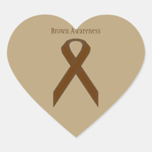 Brown Standard Ribbon by Kenneth Yoncich Heart Sticker