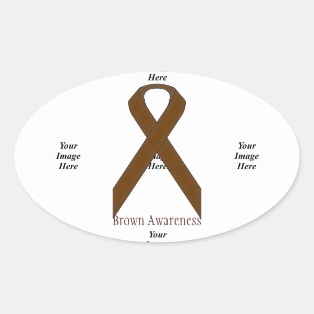 Brown Standard Ribbon by Kenneth Yoncich Oval Sticker (Front)
