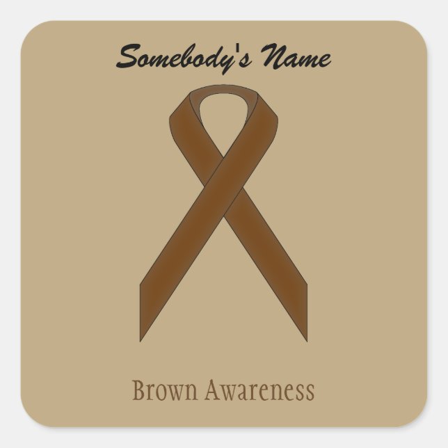 Brown Standard Ribbon by Kenneth Yoncich Square Sticker (Front)
