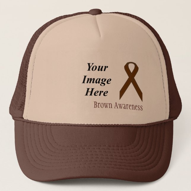 Brown Standard Ribbon by Kenneth Yoncich Trucker Hat (Front)