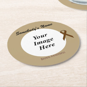 Brown Standard Ribbon Template by Kenneth Yoncich Round Paper Coaster