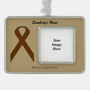 Brown Standard Ribbon Tmpl(H-O) by Kenneth Yoncich Silver Plated Framed Ornament