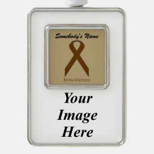 Brown Standard Ribbon Tmpl (V-I)by Kenneth Yoncich Silver Plated Framed Ornament