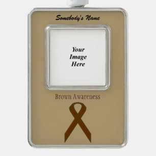 Brown Standard Ribbon Tmpl (V-O)by Kenneth Yoncich Silver Plated Framed Ornament