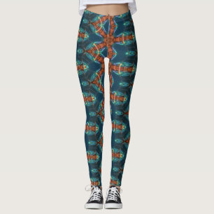 brown stars pattern on  blue leggings