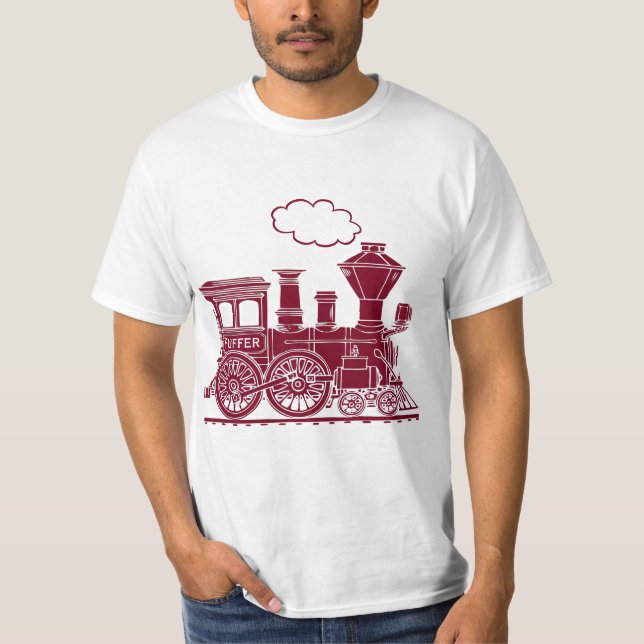 Brown steam locomotive train "six letters" t-shirt (Front)