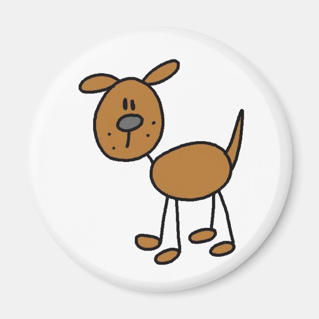 Brown Stick Figure Dog Magnet (Front)