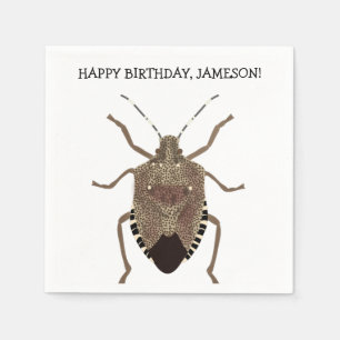 Brown Stink Bug Illustration Personalised Party Napkin