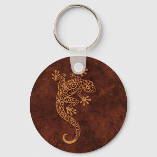 Brown Stone Climbing Gecko Key Ring
