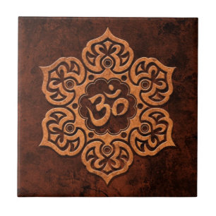 Brown Stone Floral Om Tile
