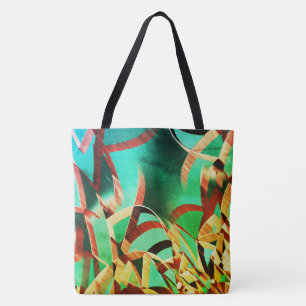 Brown streaks over green or aquamarine tote bag