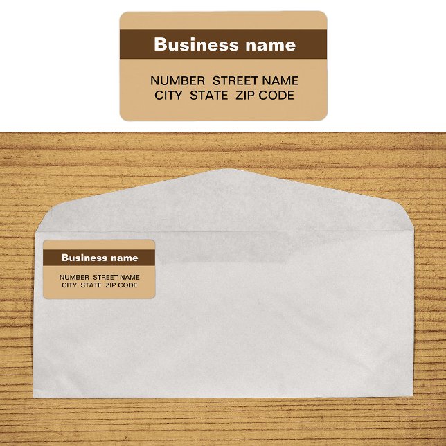 Brown Stripe On Business Address Label (Light brown address label with your highlighted brand name)