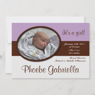 Brown Stripe Purple Half Birth Announcements