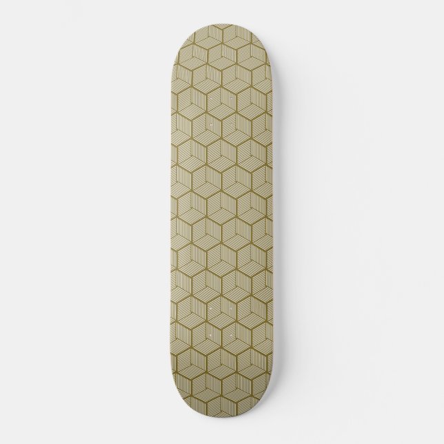 Brown Striped Cubes Skateboard (Front)