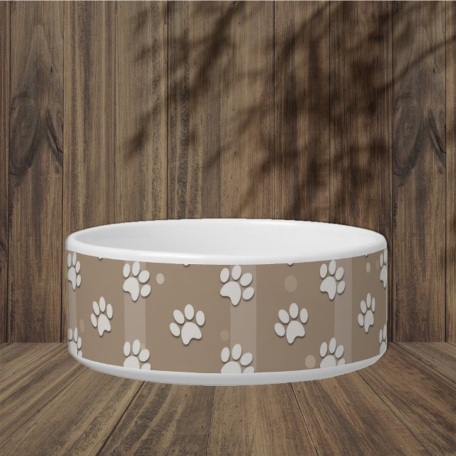 Brown striped dog paw print bowl (Creator Uploaded)