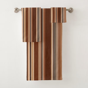 Brown Striped Pattern  Bath Towel Set