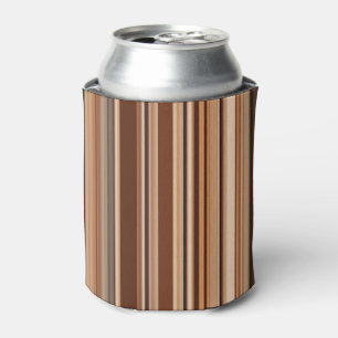 Brown Striped Pattern Can Cooler