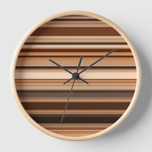 Brown Striped Pattern Clock