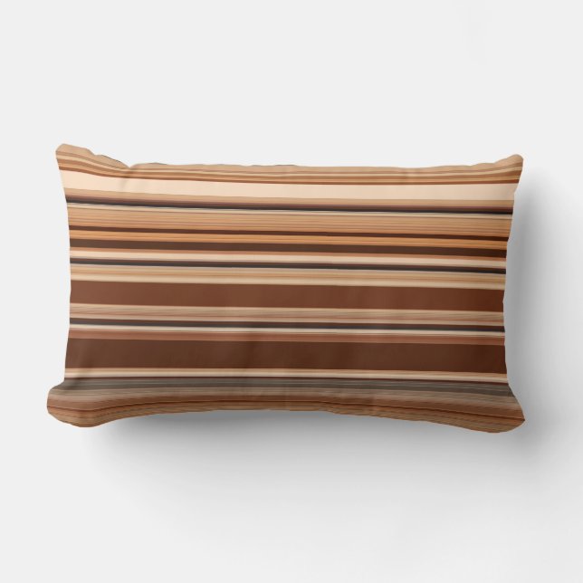 Brown Striped Pattern Lumbar Cushion (Front)