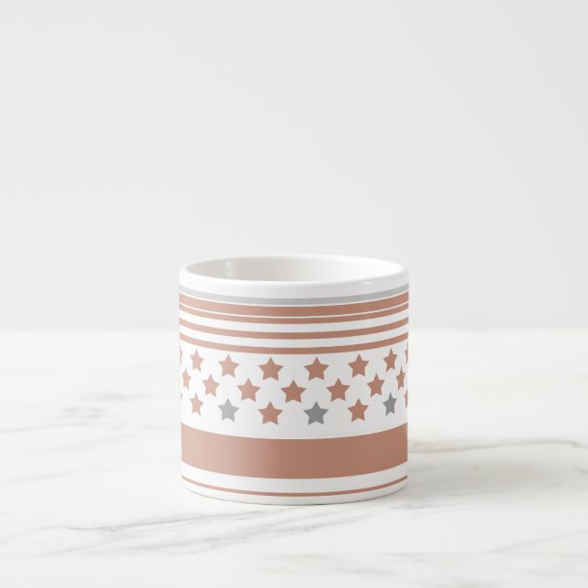Brown striped pattern with stars espresso cup (Front)