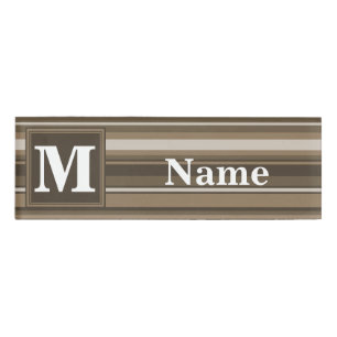 Brown stripes name tag