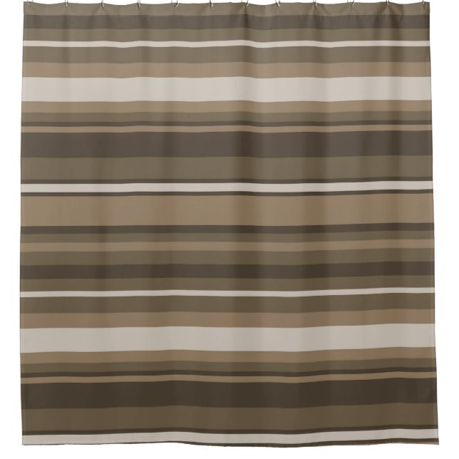 Brown stripes shower curtain (Front)