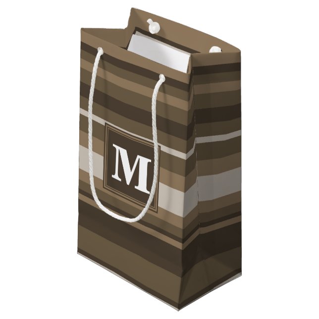 Brown stripes small gift bag (Front Angled)