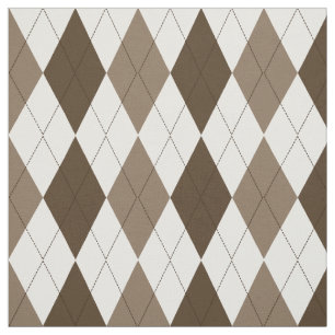 Brown   Suede   White Diamond Argyle Pattern Fabric