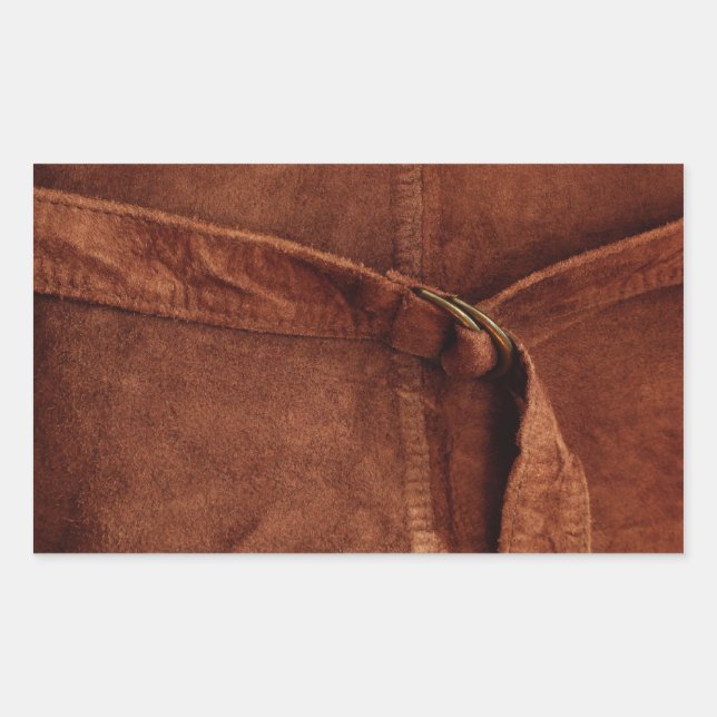 Brown Suede With Strap And Buckle Rectangular Sticker (Front)