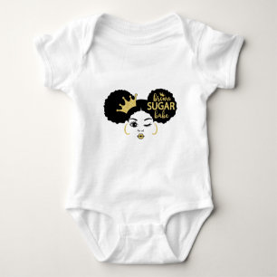 Brown Sugar Babe in Black and Gold Baby Bodysuit