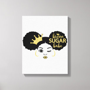 Brown Sugar Babe in Black and Gold Canvas Print