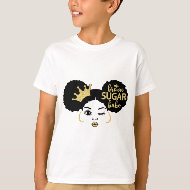 Brown Sugar Babe in Black and Gold T-Shirt (Front)