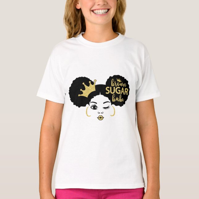 Brown Sugar Babe in Black and Gold T-Shirt (Front)