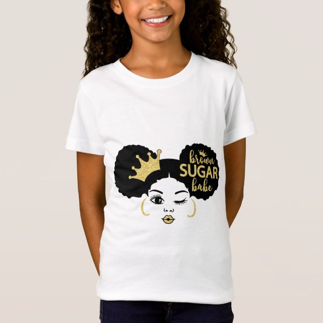 Brown Sugar Babe in Black and Gold T-Shirt (Front)