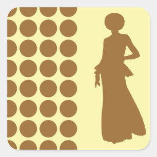 Brown Sugar Cream Neutral Dots Fashion Silhouette Square Sticker
