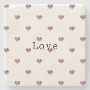 Brown Sugar Glitter Hearts Love Valentine's Stone Coaster