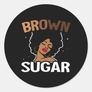 Brown Sugar Melanin Brown Skin Lips Black History  Classic Round Sticker
