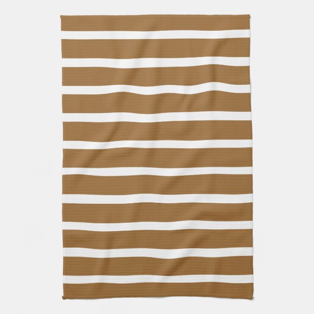 Brown Sugar Neutral Stripes Tea Towel (Vertical)