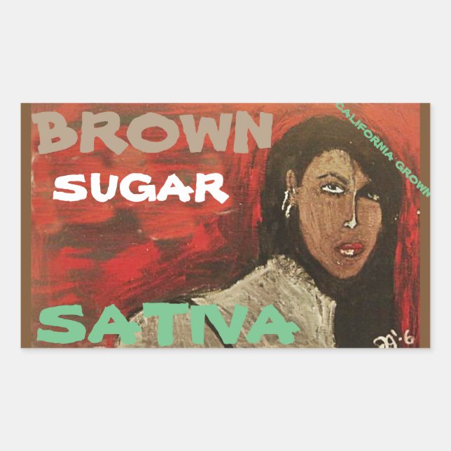 BROWN SUGAR SATIVA RECTANGULAR STICKER (Front)