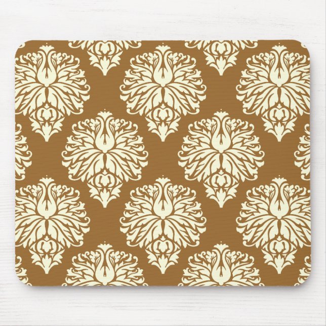 Brown Sugar Southern Cottage Damask Mouse Pad (Front)
