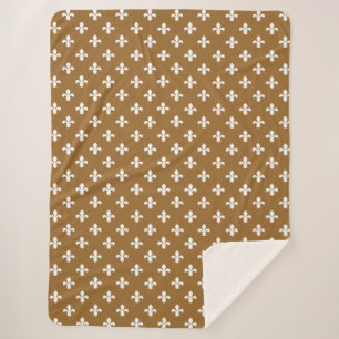 Brown Sugar Southern Cottage Fleur de Lys Sherpa Blanket