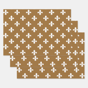 Brown Sugar Southern Cottage Fleur de Lys Wrapping Paper Sheet