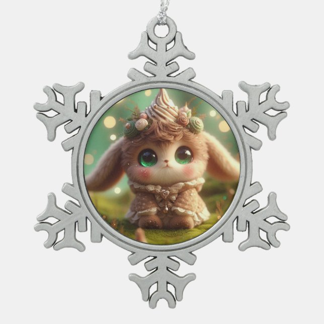 Brown Sugar Thing Snowflake Pewter Christmas Ornament (Front)