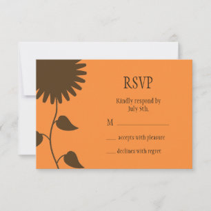 Brown Sunflower RSVP Card