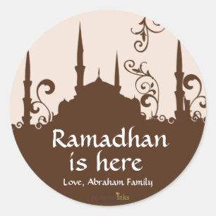 Brown Swirl Mosque Stickers