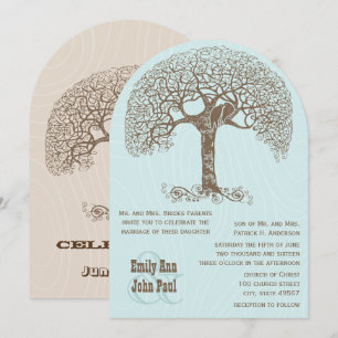 Brown Swirl Rustic Tree Love Bird Woodland Wedding Invitation