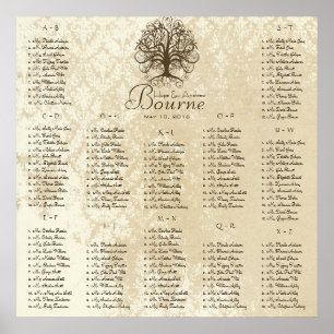 Brown Swirl Tree Seating Chart 12 Tables